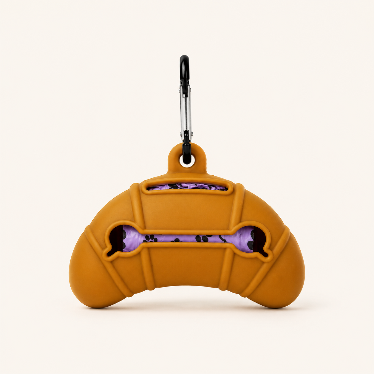 Croissant-shaped dog poop bag dispenser back by Pup Social